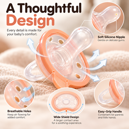 🍼 Breast-Like Silicone Baby Pacifier – Soft, Flexible Soothing Design for Breastfed Babies