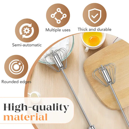 Stainless Steel Hand-Push Rotary Whisk