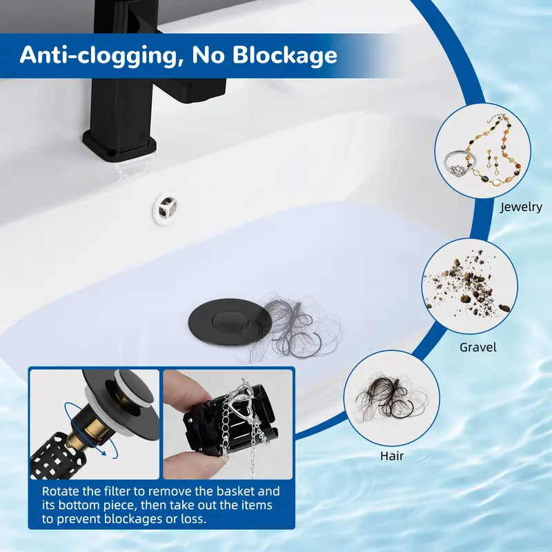 Upgraded 3-in-1 Bathroom Sink Drain Strainer Bathroom Accessories Set