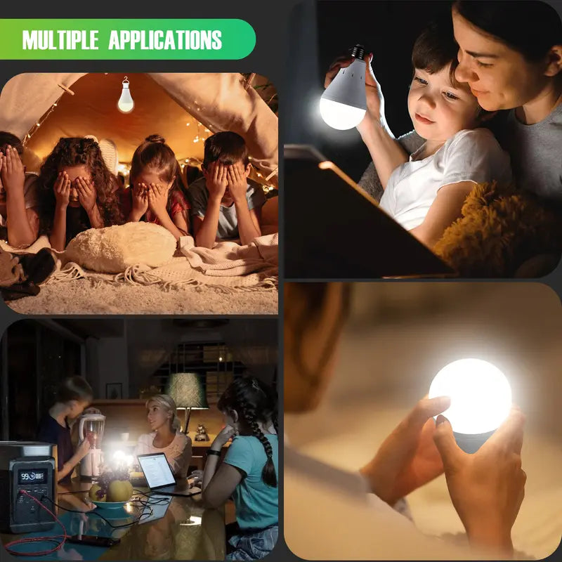 Rechargeable Emergency Light Bulbs Battery Powered LED Light Bulb 6400K Daylight E26 120 Volt 9W 60W Equivalent with 1200mAh