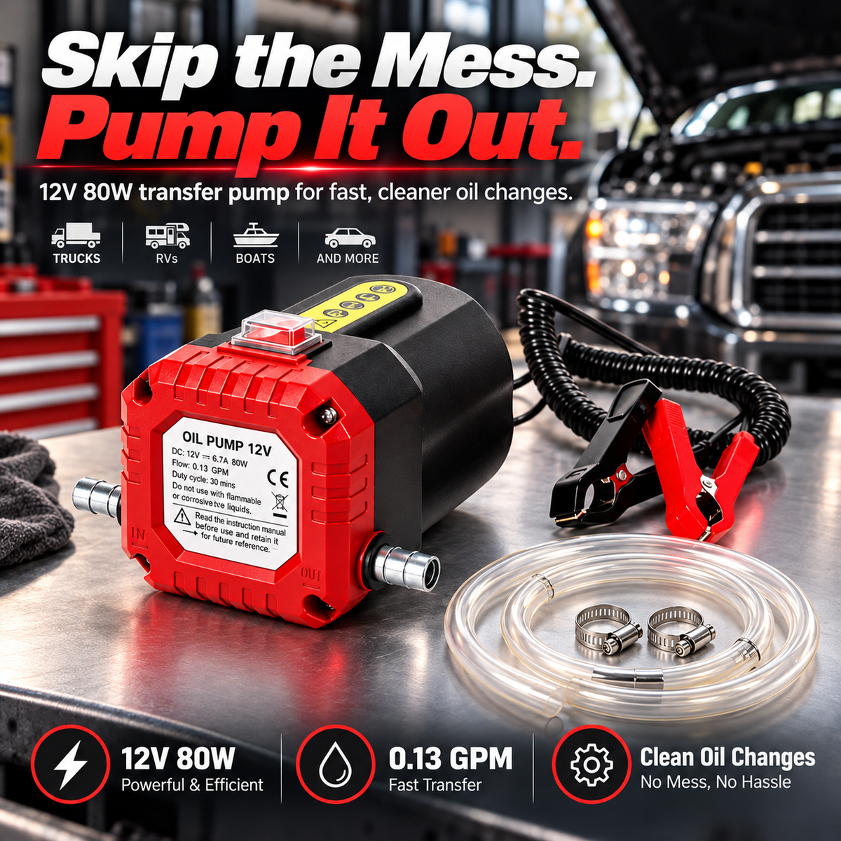 🔥 🔧 12V 80W Electric Oil Extractor Pump – Fast, Cleaner Oil Changes