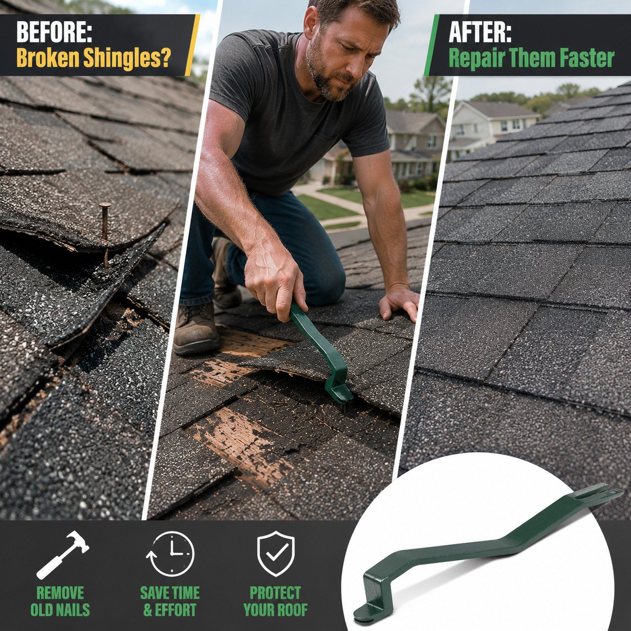 🏠🔨 2-in-1 Roofing Repair Tool – 🛠️Roofing Snake Shingle Remover Tool 💪✨