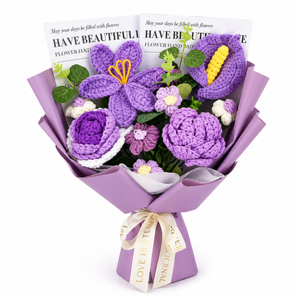 🌸 Handcrafted Crochet Pink Lily & Rose Bouquet – Timeless Blooms That Never Fade