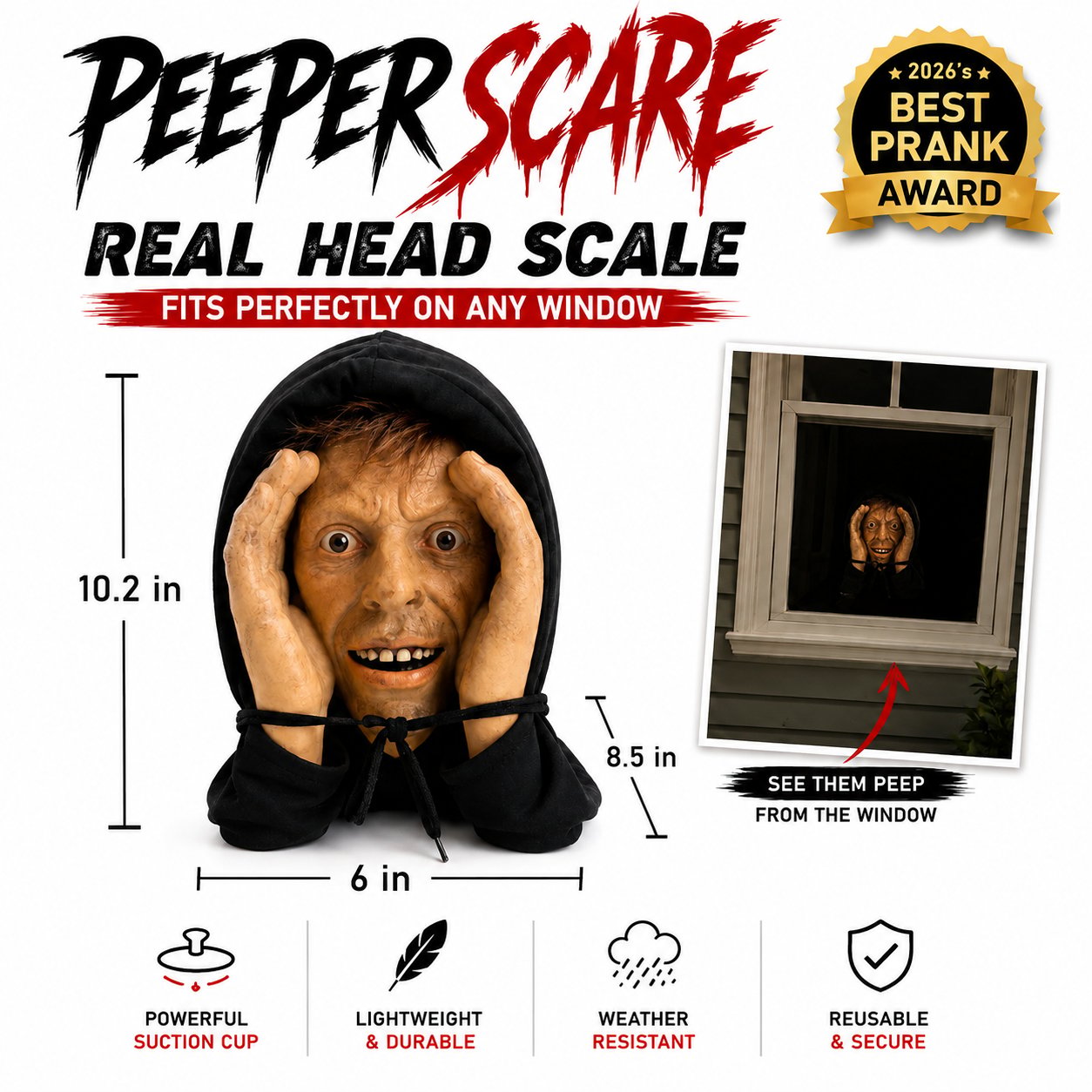 👀 Creepy Peeking Head Halloween Window Decor