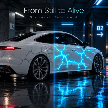 ⚡ Liquid Laser Glow Electric Cyan Car Vinyl Wrap with Crackle Thunder Light Effect 🚗