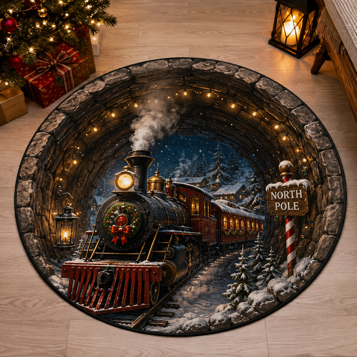 🎄🔥 Christmas 3D Illusion Rug – Magical Holiday Portal Floor Decor