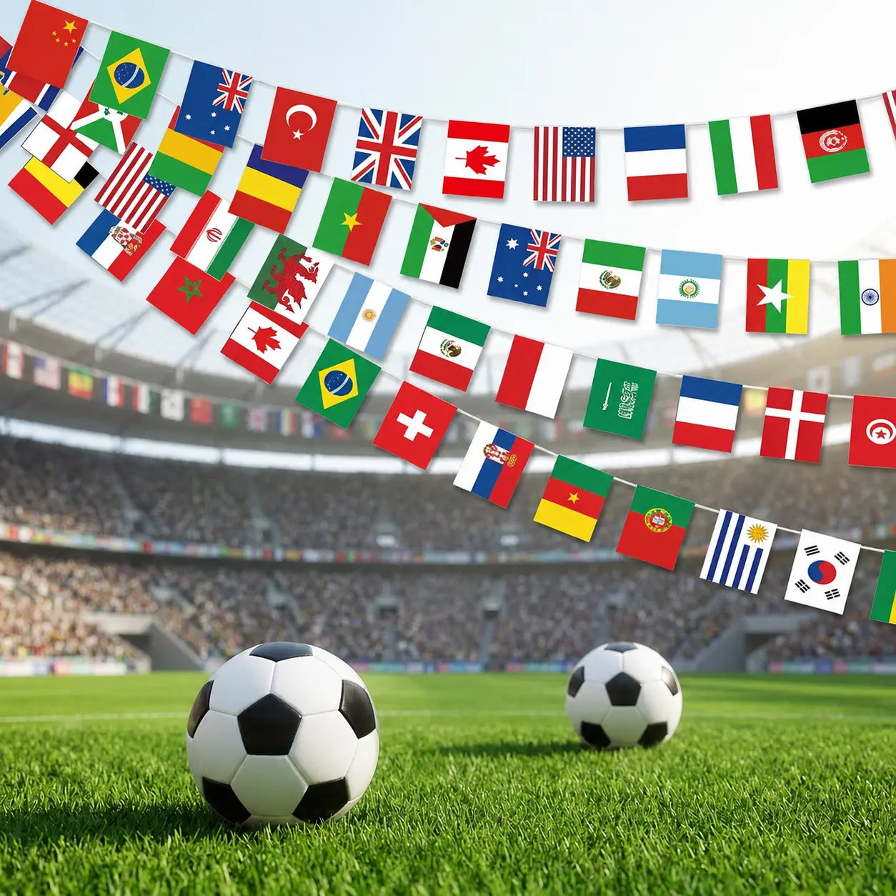 48 Country World Flags Banner, Waterproof Polyester Bunting for Soccer Watch Parties & Outdoor Decor