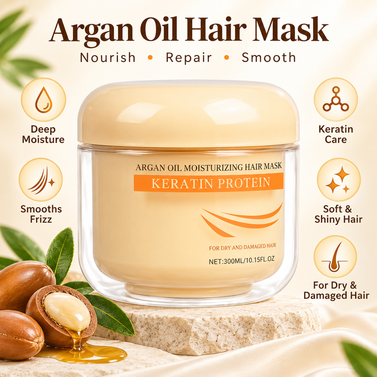 ✨ Keratin Hair Mask – Deep Repair, Smoothness & Shine 💛
