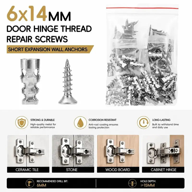 6x14mm Short Expansion Screws Set - 30Pack