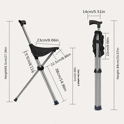 Free shipping//Ultra Light Folding Cane Seat, Compact 2-in-1 Walking Stick Chair, Perfect Gift for Seniors, Travel & Daily Rest Use