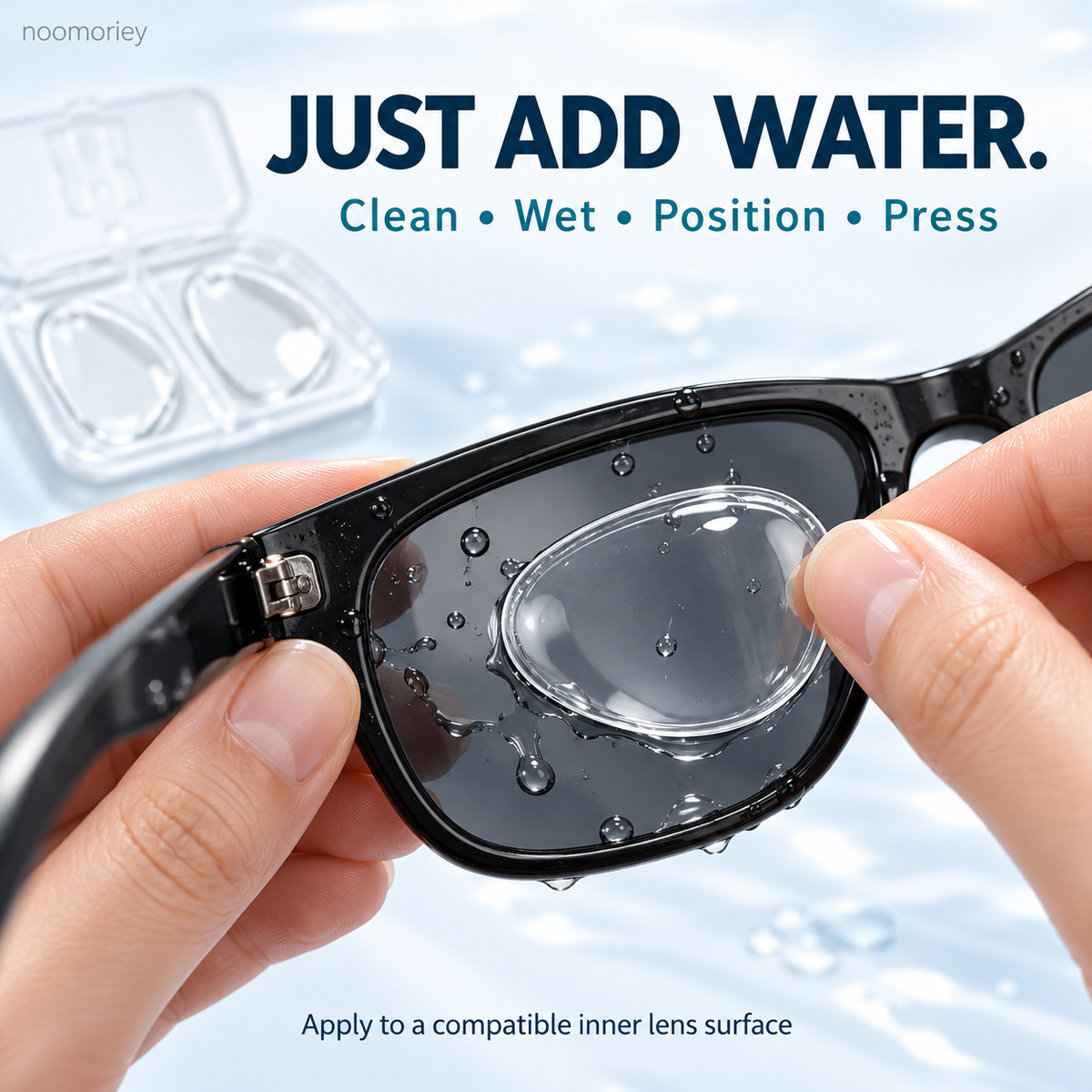 Reusable Stick-On Distance Lenses for Sunglasses – Water-Activated, No Glue & Easy to Remove