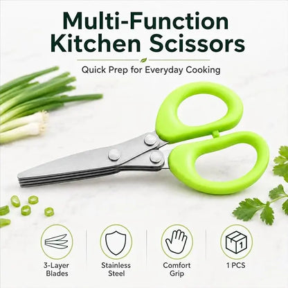 5-Blade Stainless Steel Herb Scissors with Protective Sheath