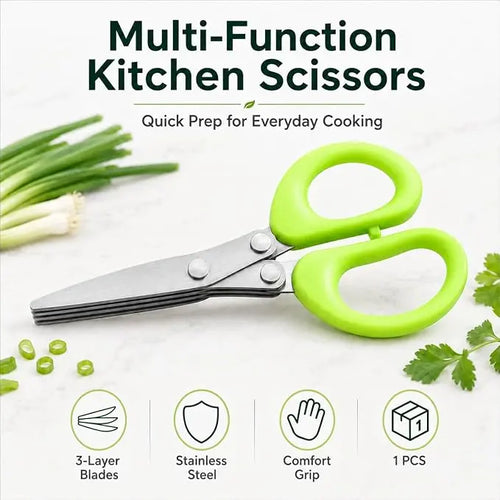 5-Blade Stainless Steel Herb Scissors with Protective Sheath