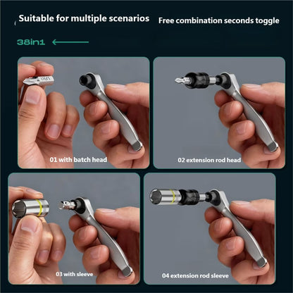 38 in 1 72Tooth Ratchet Socket Wrench Set with Magnetic Socket Ergonomic Handle