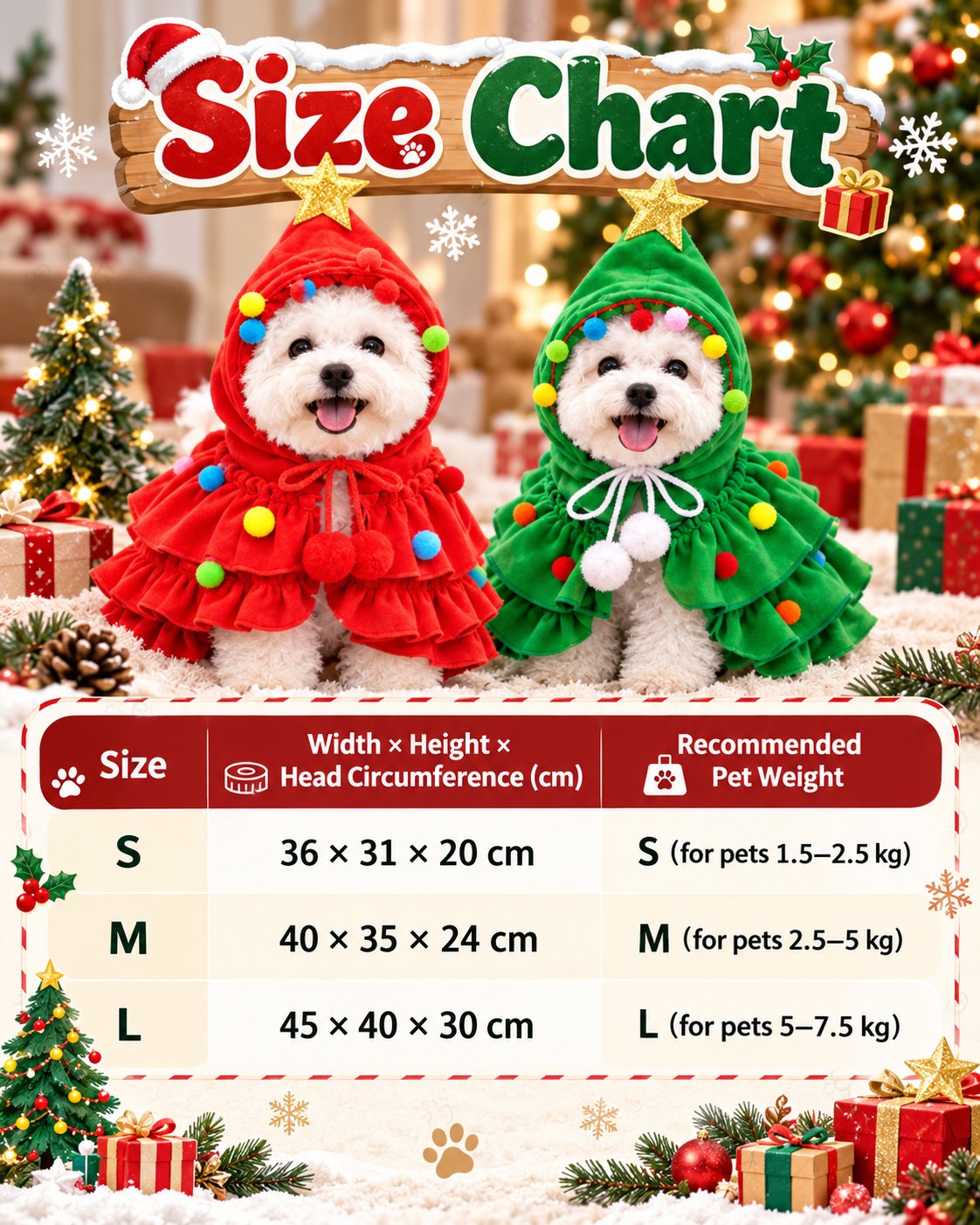 Tiered Christmas tree pet cape design
