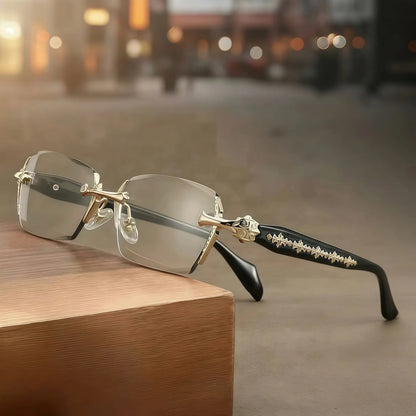 Rimless High Quality Reading Eyewear, Frameless Glasses with Diamond-Cut Lenses, Stainless Steel Fashion Temples, Unisex Daily Eyeglasses Gift for Men & Women