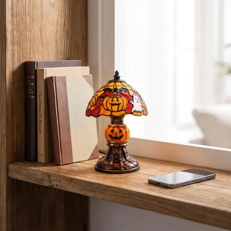 Retro Pumpkin Bat Pattern Single Desk Lamp