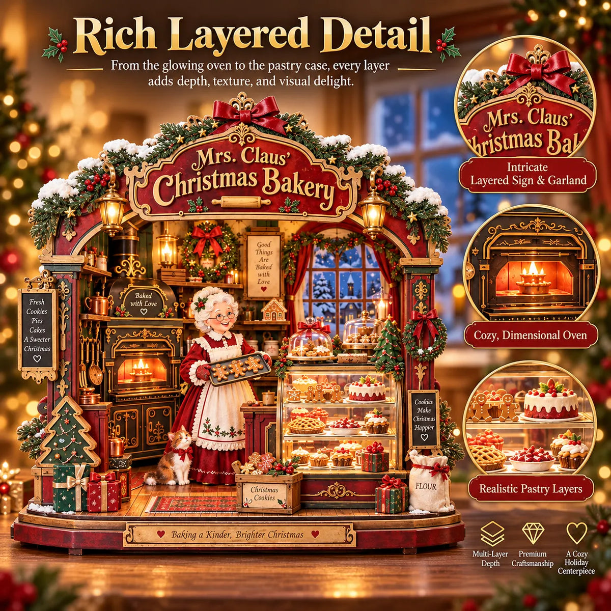 🎄 Mrs. Claus’ Christmas Bakery™——DIY Shadow Box Kit