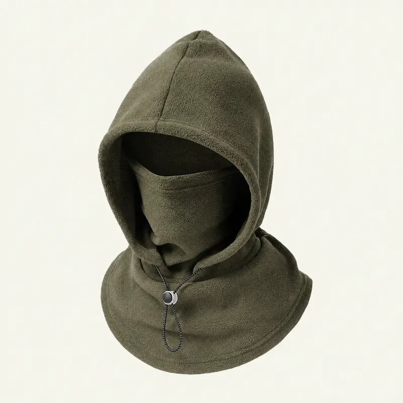 Unisex Cold Weather Fleece Balaclava Hat - Thick Fleece Linings, Windproof Full Face Cover with Hood & Neck Gaiter