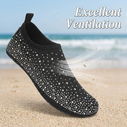 Women's Rhinestone Mesh Slip On Walking Shoes🏖️