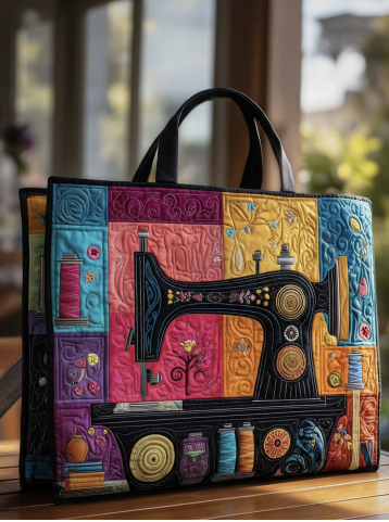 ✨ Boho Dreamcatcher Quilted Tote Bag – 3D Embroidered Feather Design, Spacious Everyday Carryall