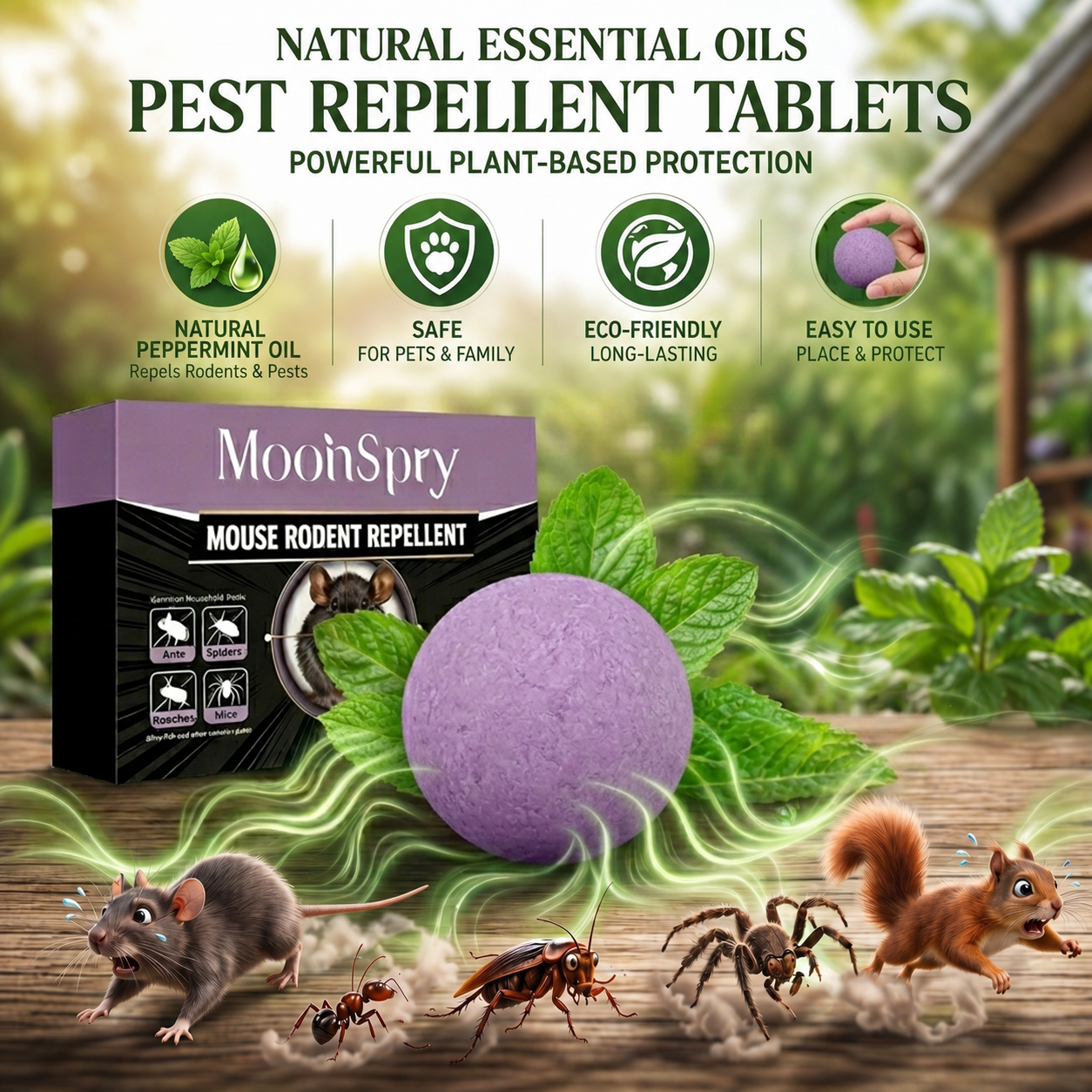 🔥 Limited Edition 50% OFF 🟣 Natural Peppermint Rodent Repellent Tablets – 12 Pack
