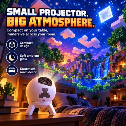 🎮 Pixel Block World Room Projector – USB-Powered Bedroom & Gaming Atmosphere Light