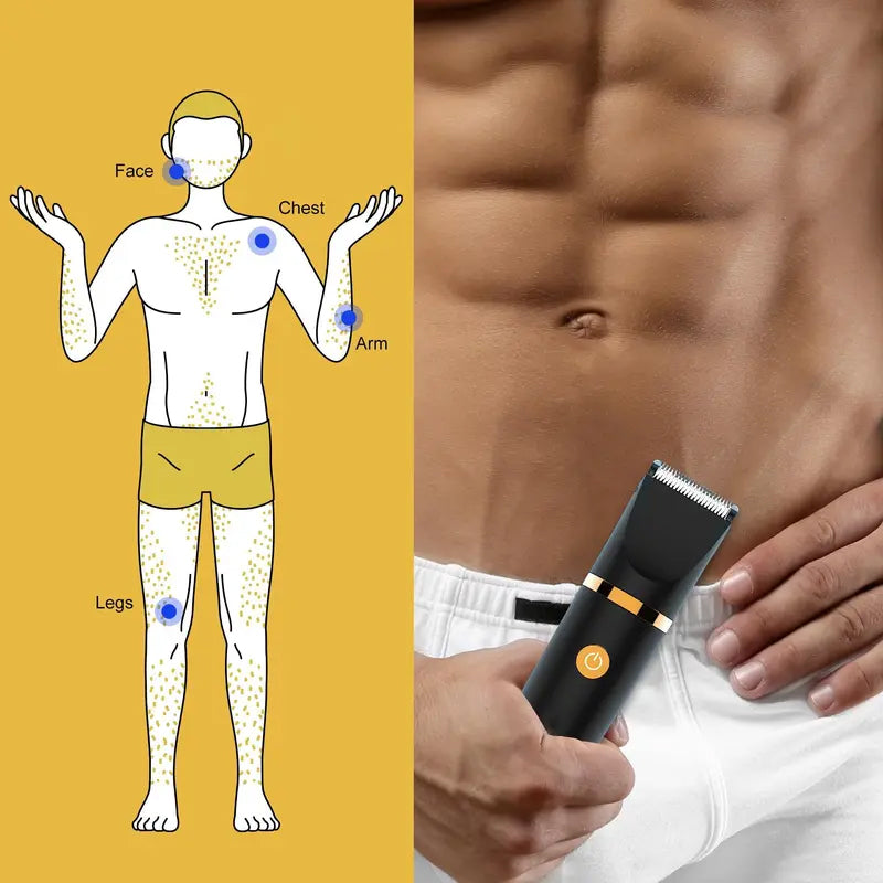 ✨ 3-In-1 Men's Body Groomer – Waterproof Groin, Body & Nose Hair Trimmer