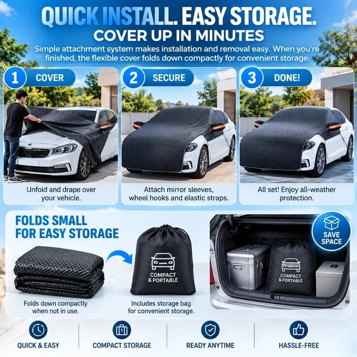 Upgrade 6-Layer Half-Car Protective Cover – Snow, Frost, UV & Wind Protection