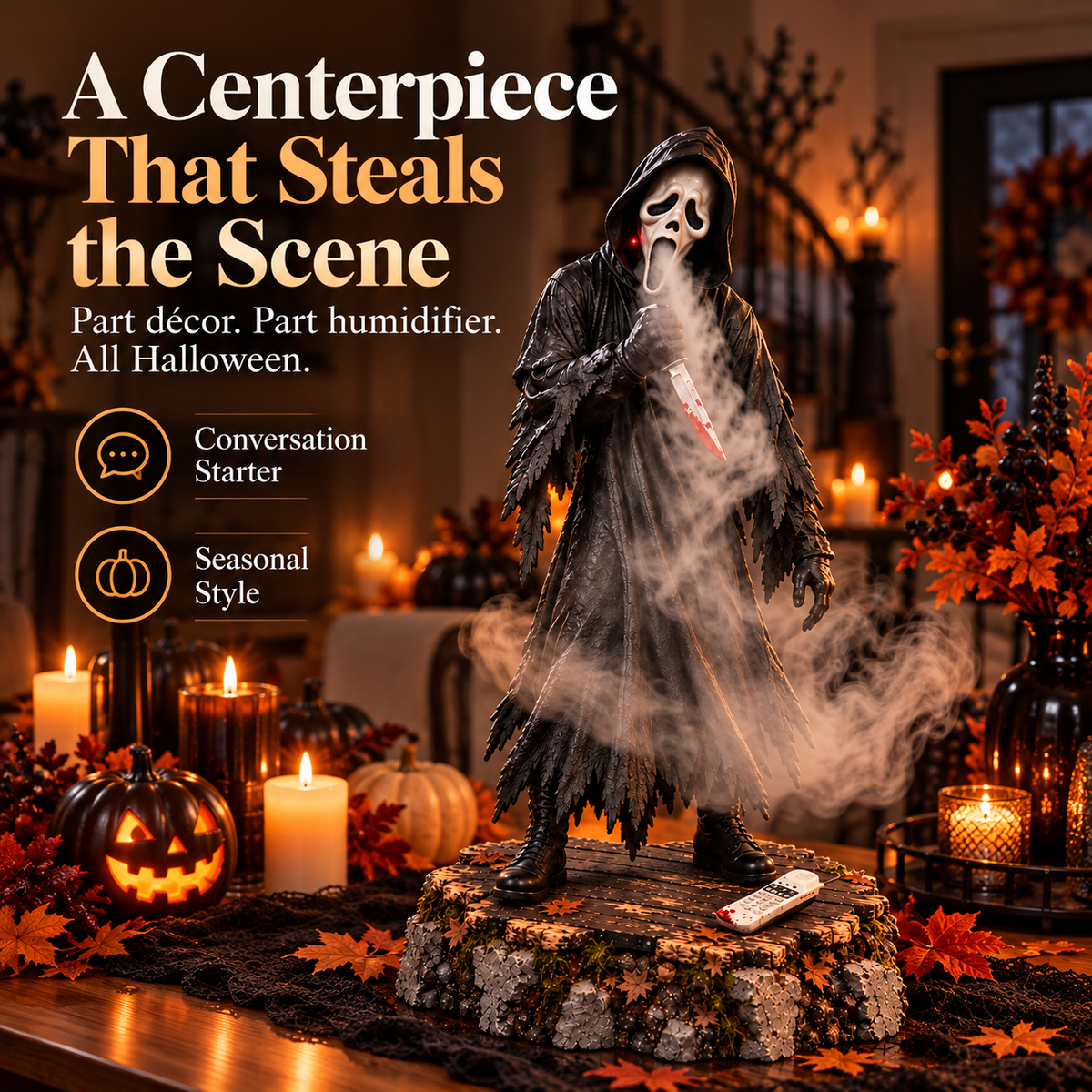👻Ghostly Reaper Mist Humidifier – Spooky Halloween Décor with Remote 🎃