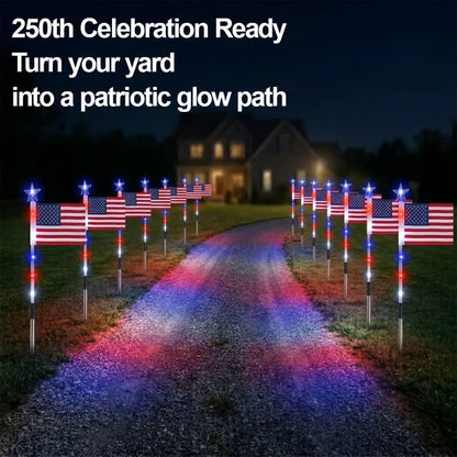🔥250th Independence Celebration: 49% OFF🔥8 Solar American Flag Pathway Lights💫