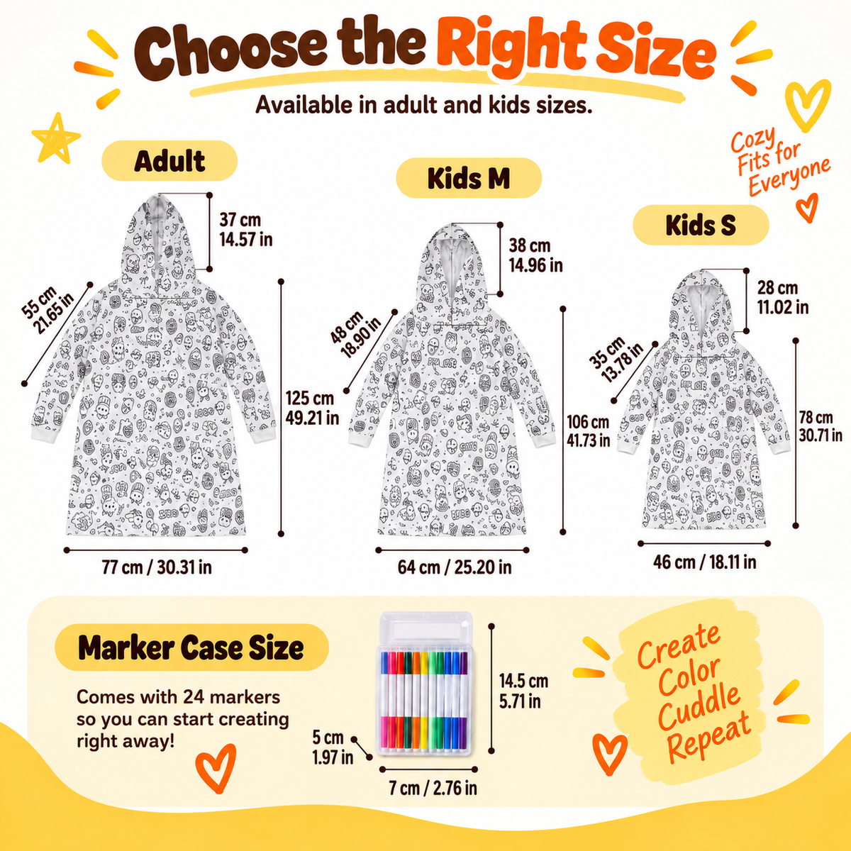 ✨Cozy Coloring Hoodie for Kids & Adults-Wear Your Own Artwork –