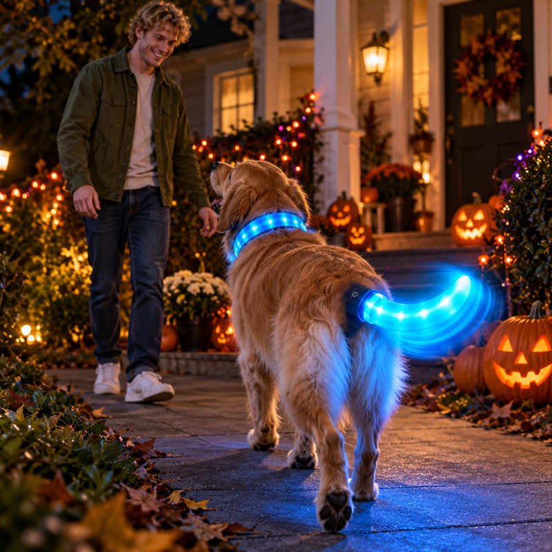 LED Dog Collar & Light-Up Tail Set
