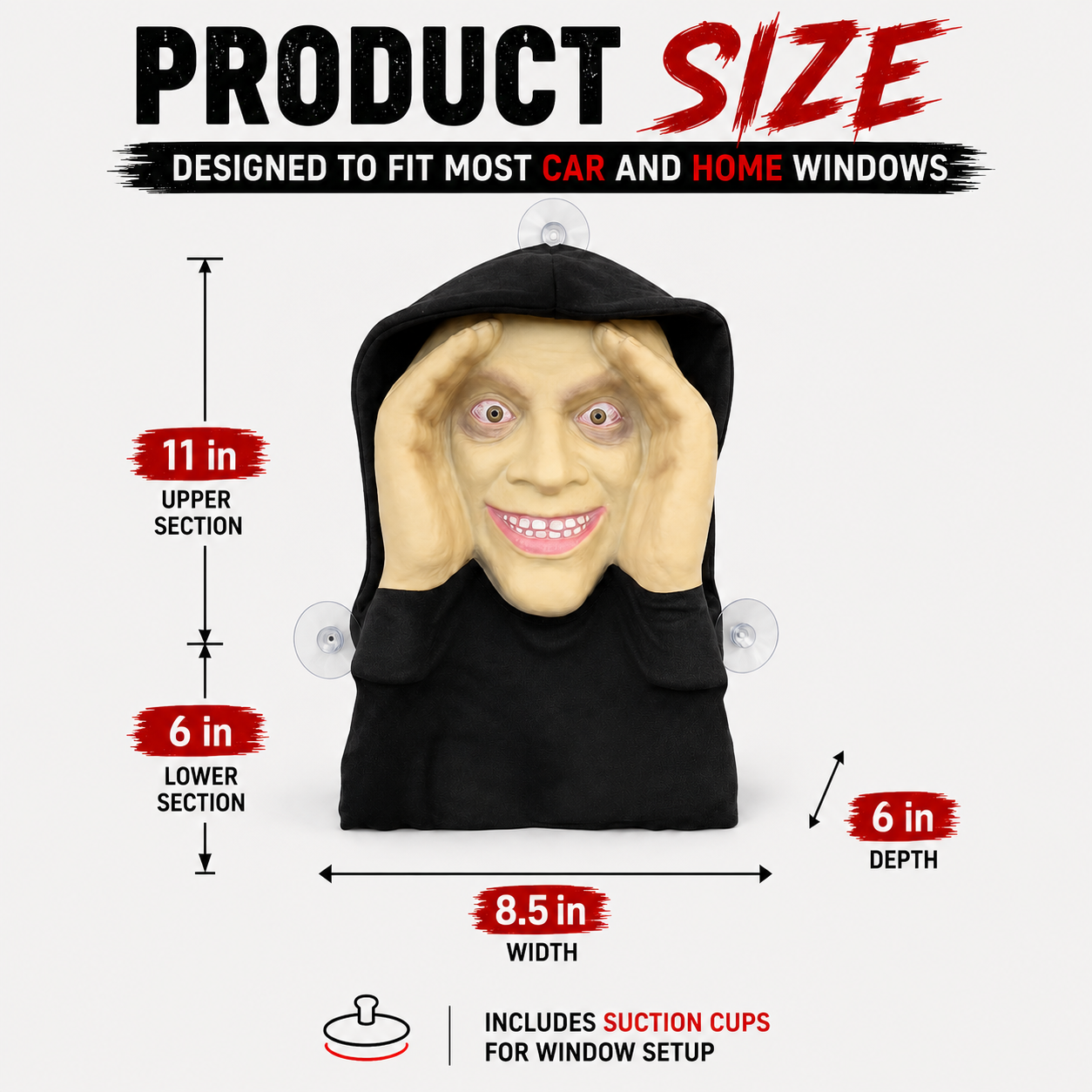 👻 Peeping Face Window Prank Prop – Realistic Halloween Suction Cup Scare Decoration