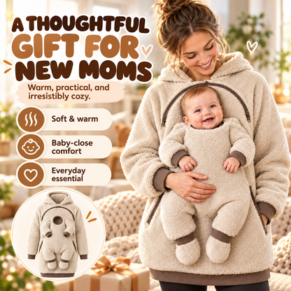 🧸 Cozy Baby Carry Hoodie – Soft Sherpa Warmth for Mom & Baby
