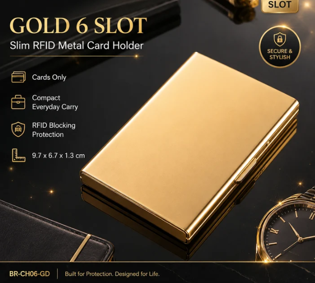 RFID Blocking Metal Card Holder – Slim Stainless Steel Wallet, 6/8/10 Slot