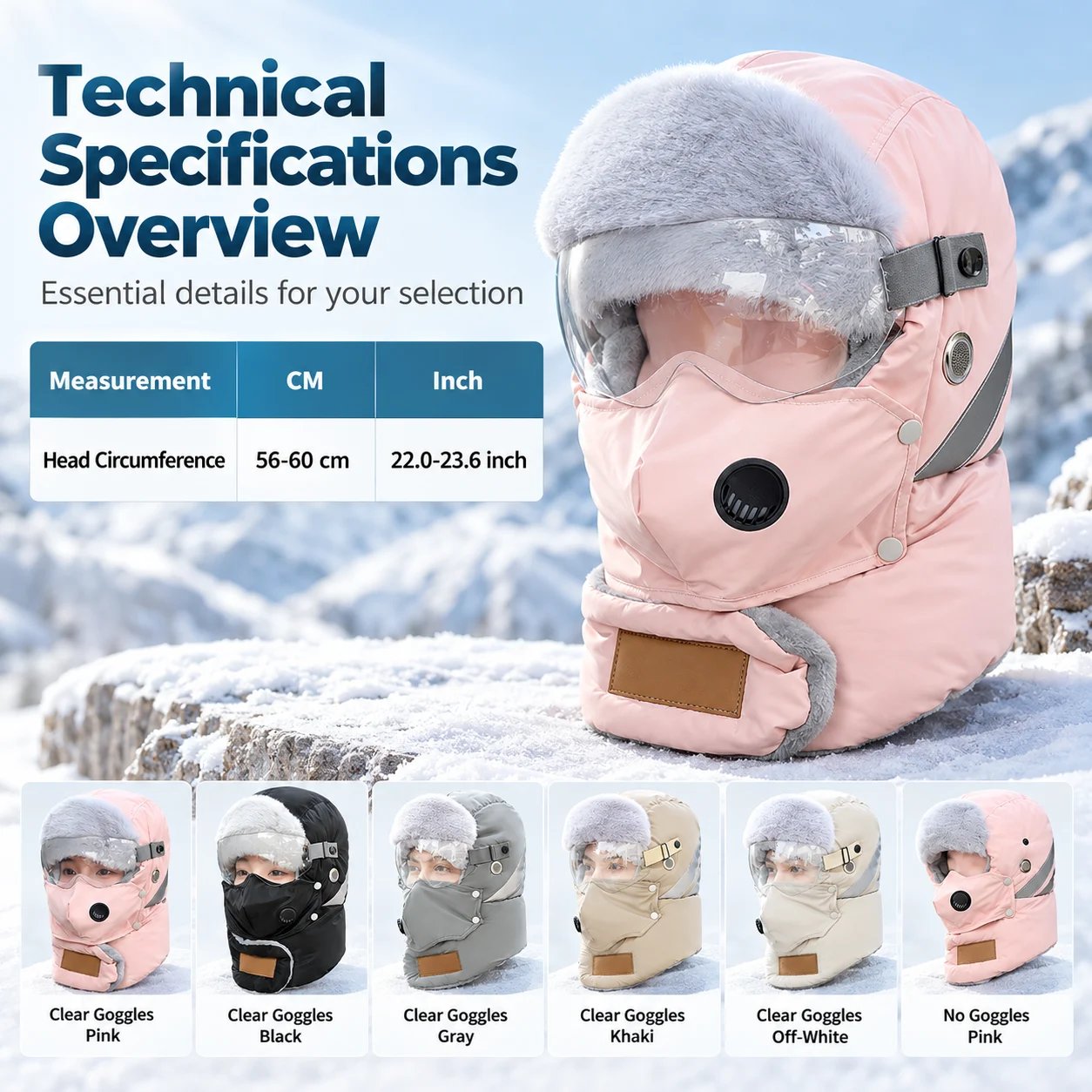 Winter thermal ushanka product details and available colors