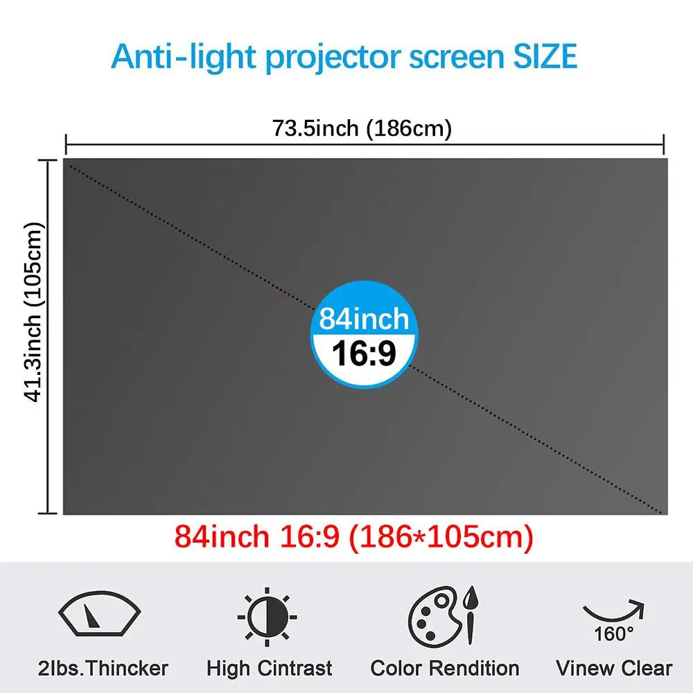 🏠🎬100inch 4K UHD Anti-Light Foldable Portable Projector Scree