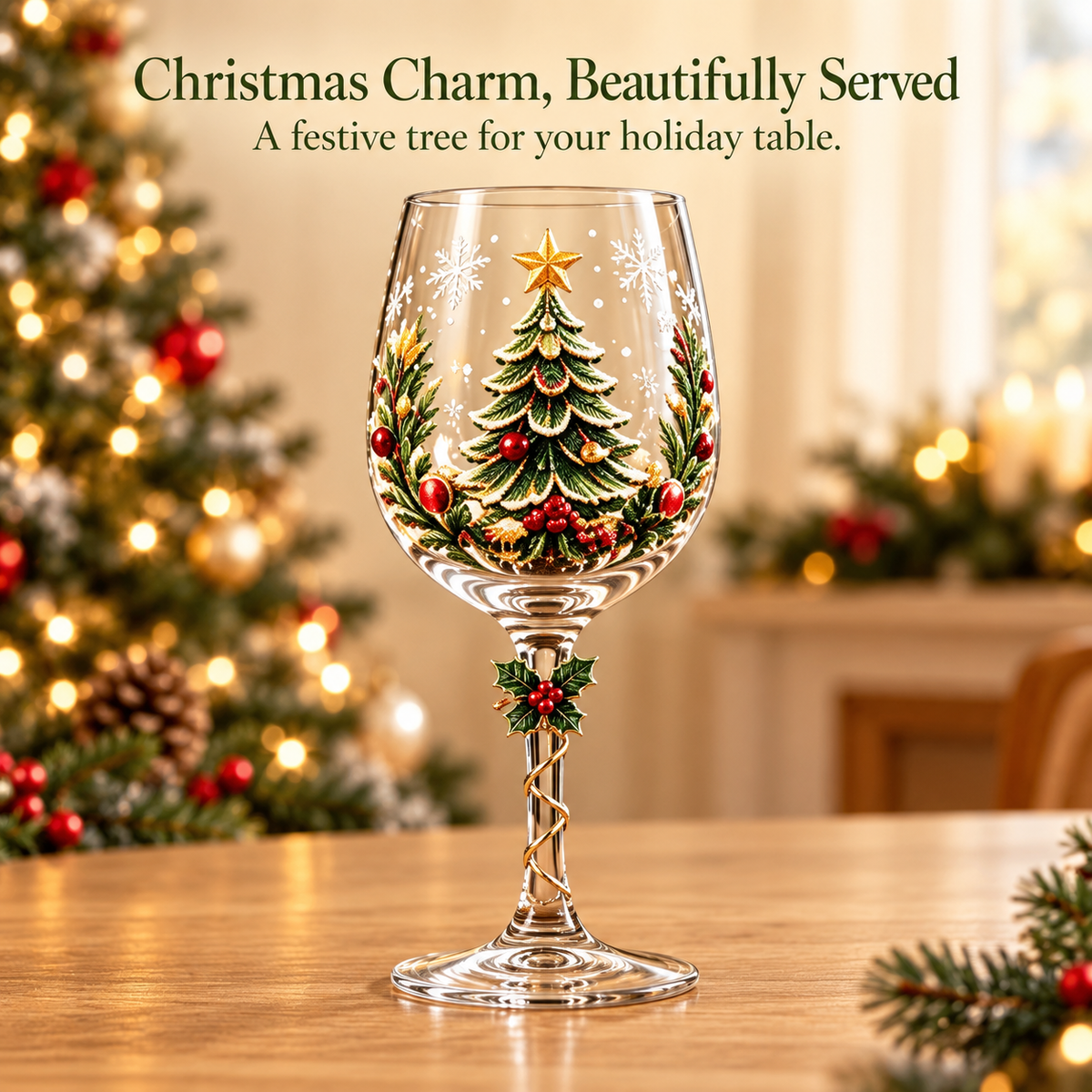 🎄✨ Christmas Clearance Sale! 🎅🥂 Christmas Wine Glass Gift Set of 6 – Beautiful Raised Designs for Holiday Toasts & Gifting