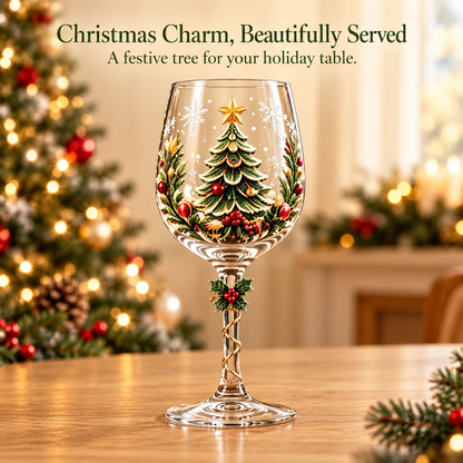 🎄✨ Christmas Clearance Sale! 🎅🥂 Christmas Wine Glass Gift Set of 6 – Beautiful Raised Designs for Holiday Toasts & Gifting