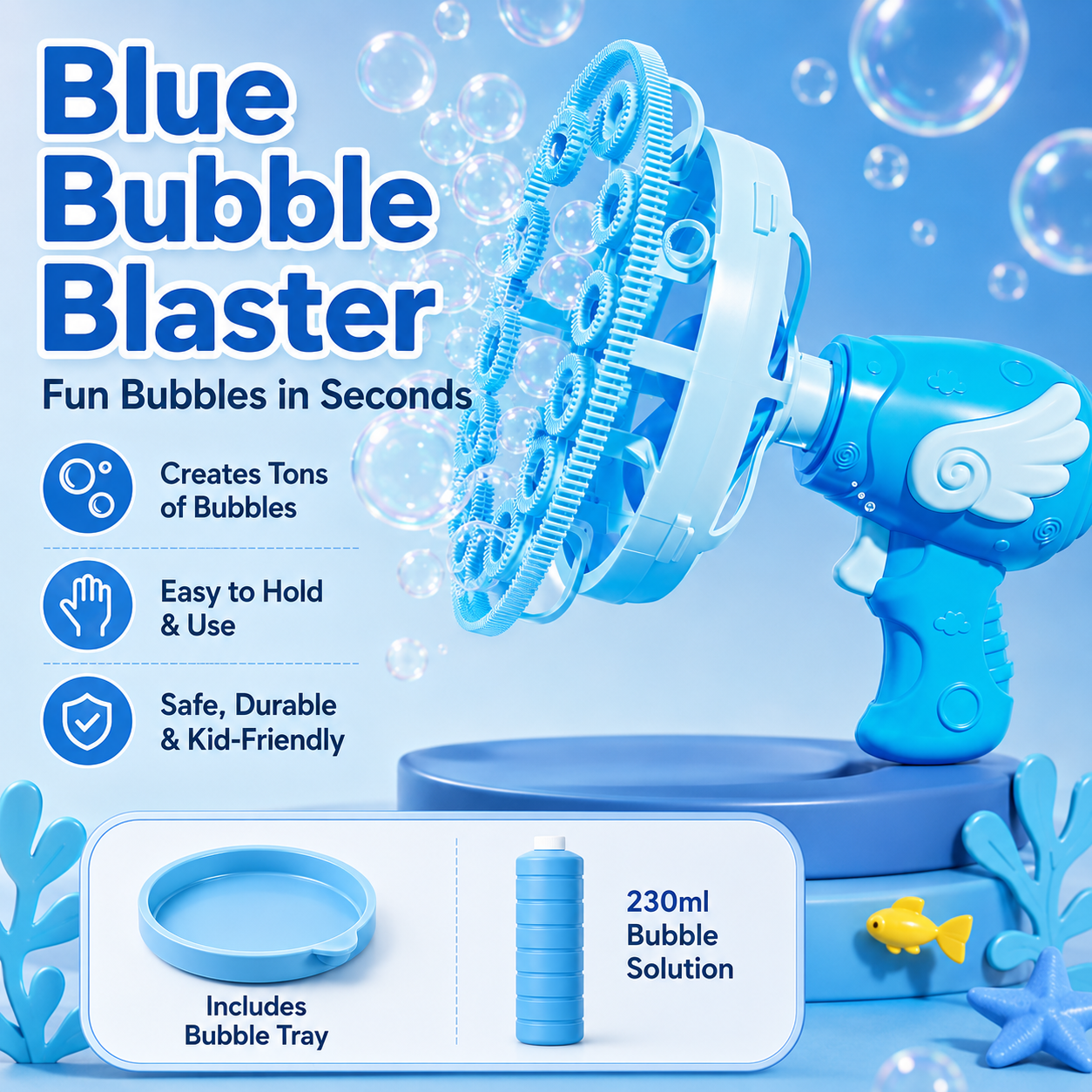 🫧 Angel Bubble Blaster – Bubbles Inside Bubbles Magic Bubble Gun for Kids Outdoor Fun, Party & Family Entertainment