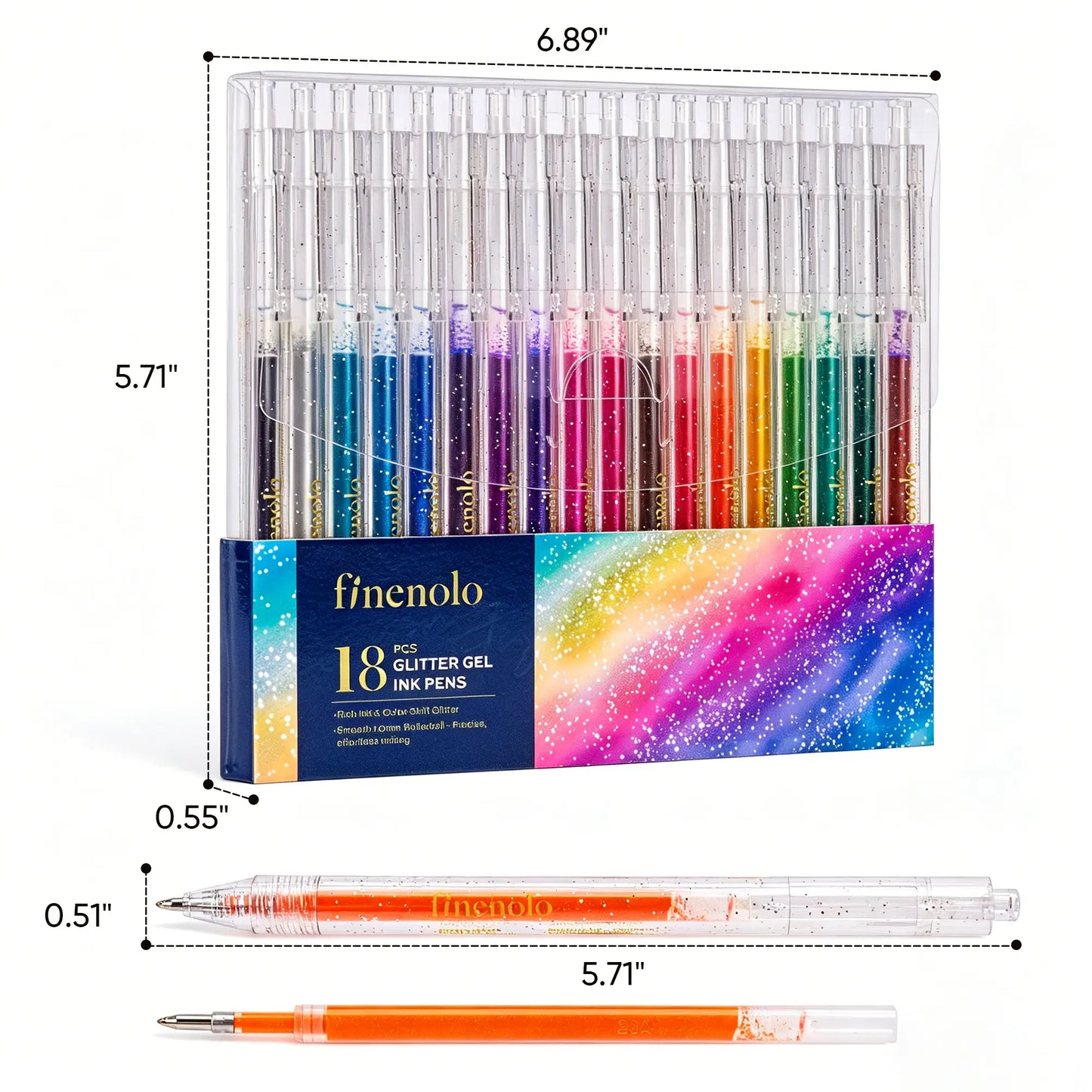 🔥Hot Selling Retractable Glitter Sparkle Gel Pens 1.0mm Fine Tip, Large Capacity Gel Pen Set for Art Journal & Hand Lettering