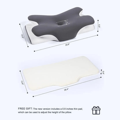 Free shipping//Butterfly Ergonomic Cooling Memory Foam Cervical Pillow, Orthopedic Neck Support Contour Pillow for Side Back Stomach Sleepers