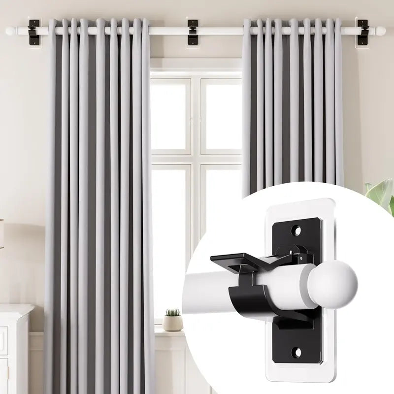 🏡🛠️ Nail-Free Self-Adhesive Curtain Rod Holders | Elegant Gold Drapery Hook Brackets for Renters 🏠💛