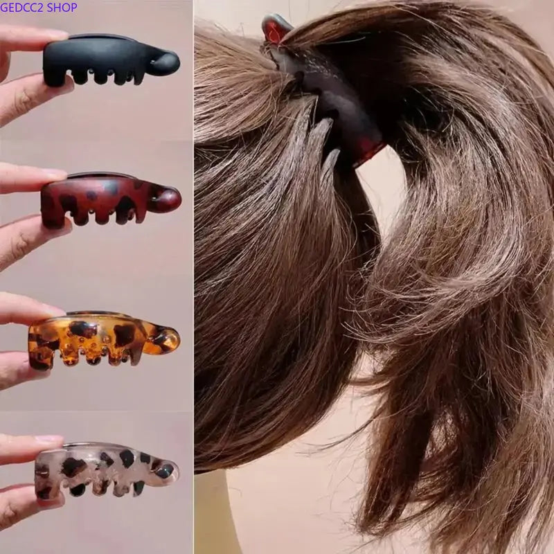 2026 New 4Pcs Mini Leopard Print Banana Hair Clips