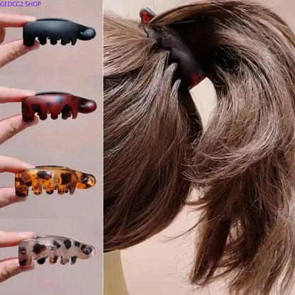 2026 New 4Pcs Mini Leopard Print Banana Hair Clips