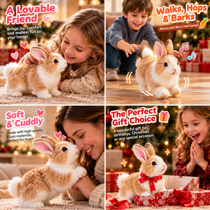 🐰🎄 Adorable Realistic Plush Bunny | Interactive Bunny Toy & Heartwarming Gift
