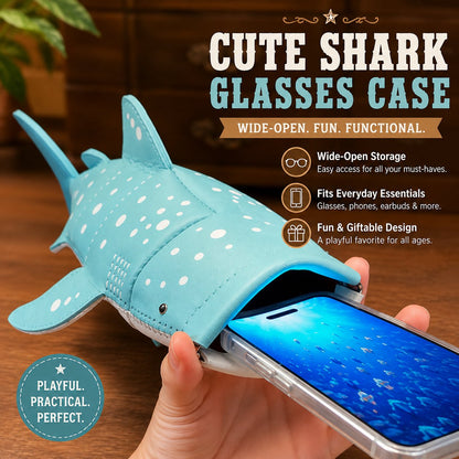 🦈🌊Cute Whale Shark Shaped Pouch | Novelty PU Leather Glasses & Small Essentials Storage Bag 🌊