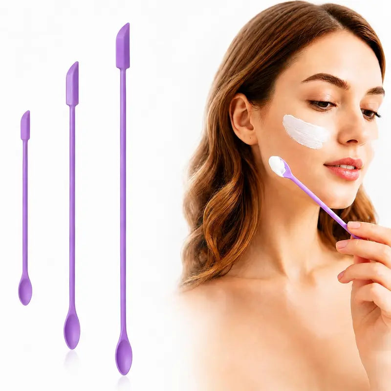 3PCS Silicone Makeup Spatula Mini Cosmetic Scoop Beauty Applicator Tool