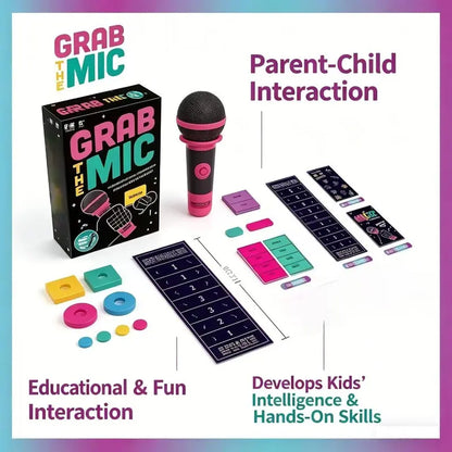 🎤 Grab The Mic! Karaoke Party Game Perfect for Non-Singers | Foam Mic, 125 Word Cards, Game Board & Tokens Included